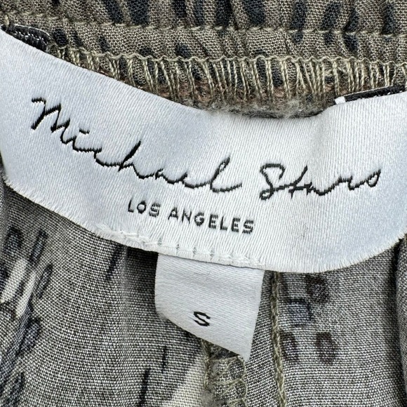 MICHAEL STARS Women's Small Olive Green Wide Leg Geometric Jenny Printed Pants - Picture 5 of 8